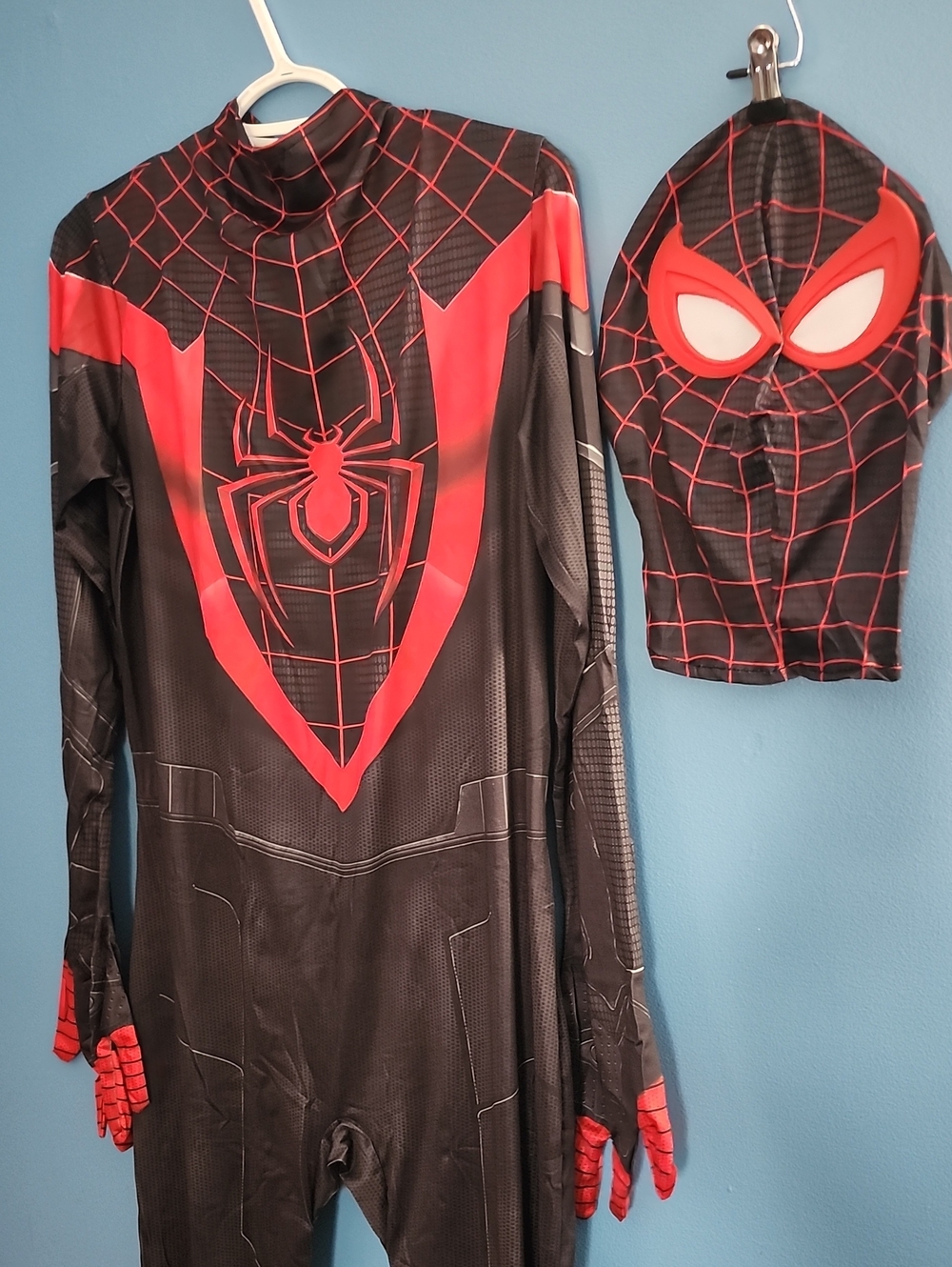 Men's Spider-Man Inspired Onesie Black and Red Costume with Mask